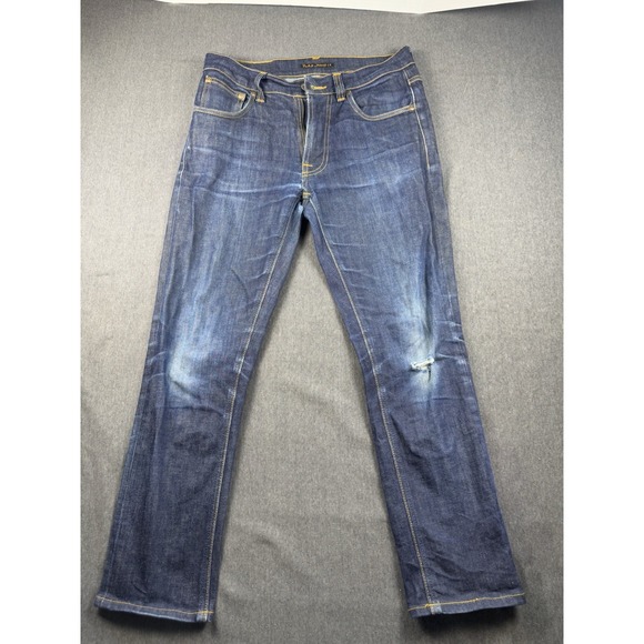 Nudie Jeans Lean Dean Broken Blue Men 30X32 Slim Fit Stretch Organic  Distressed - Picture 1 of 12